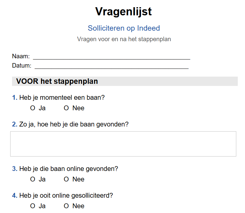 Probe: Vragenlijst