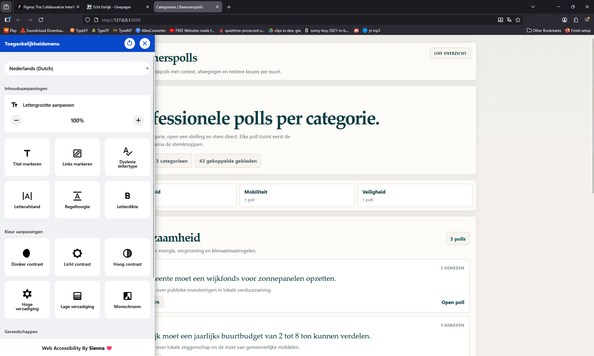 Screenshot van Stijns prototype met een tweede scherm van de bewonerspolls applicatie