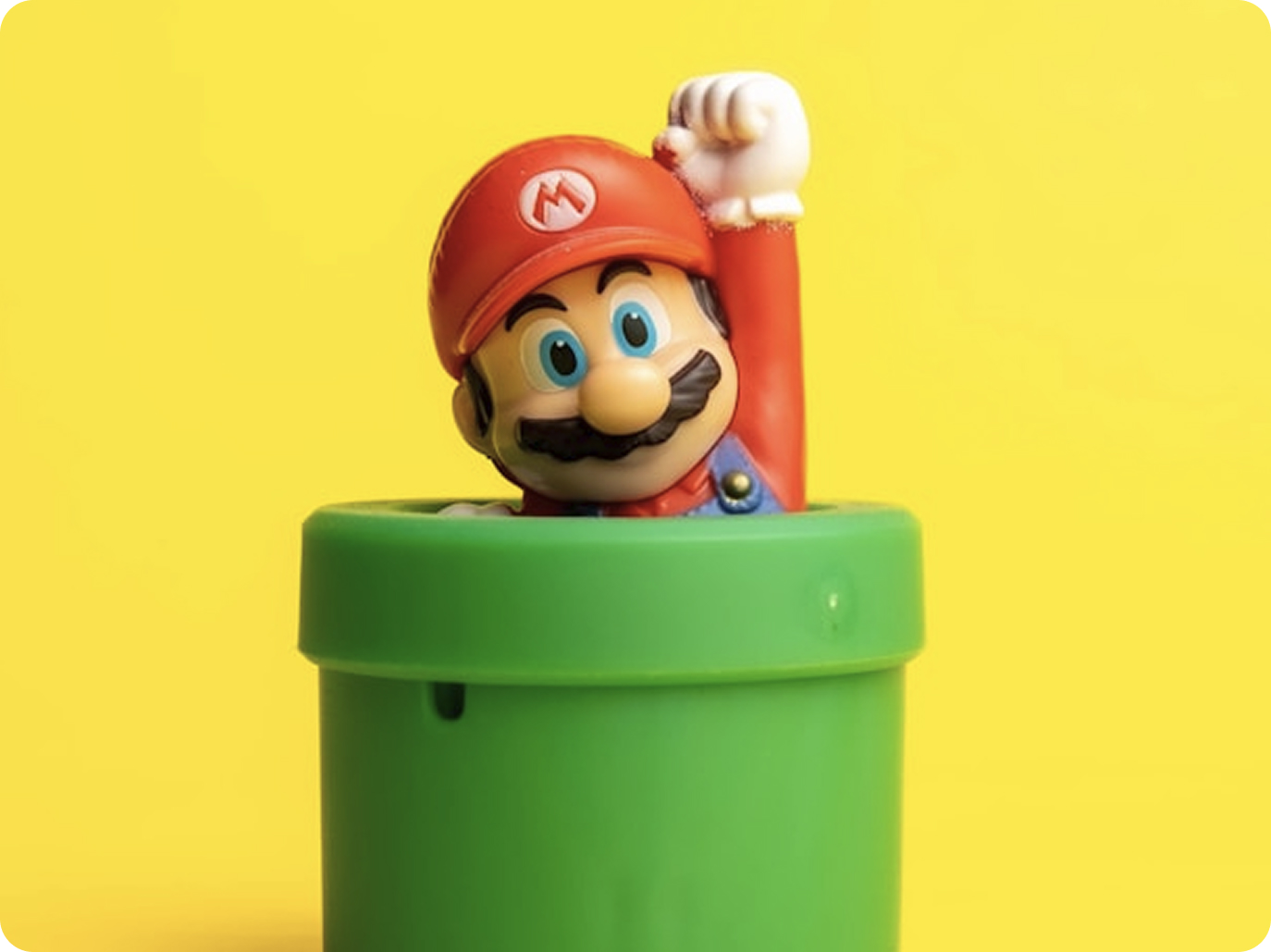 Super Mario-figuur gebruikt tijdens een rolstorming